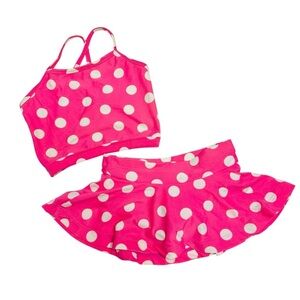 Hanna Andersson Girls Pink Polka Dot Two-Piece‎ Swimsuit Set Size 90 2T-3T